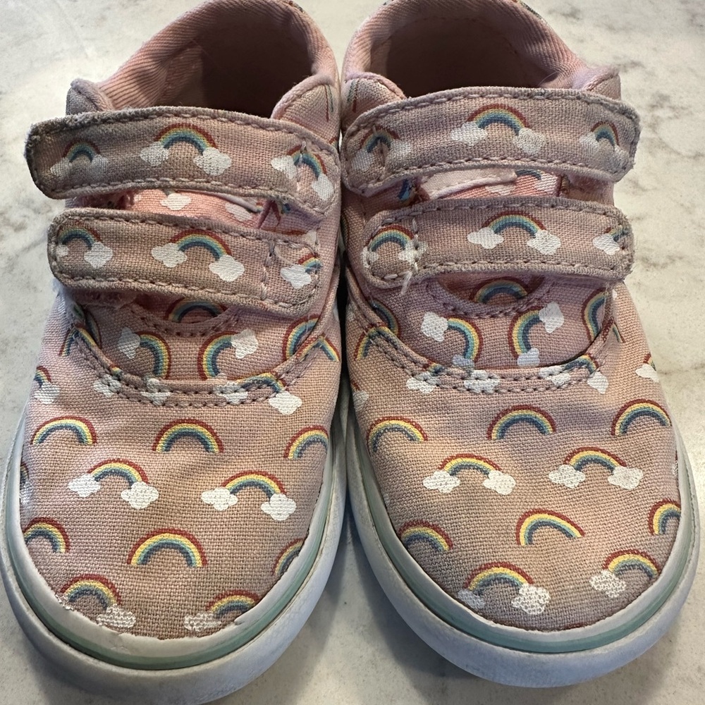Vans Pink Kids Sneakers with Rainbow Design